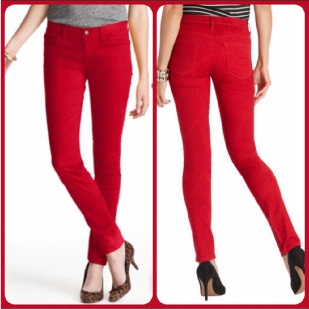 LOFT Women's Vibrant Red Modern Skinny Jeans